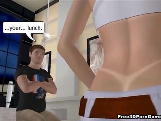 Fascinating 3D cartoon blonde feature gets licked and fucked