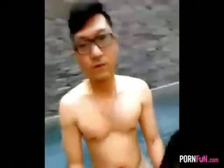 Asian teens decide to begin a sextape in the jacuzzi clip