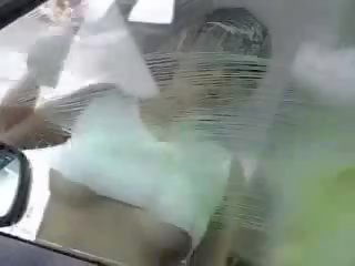 Japanese Teen Washing Car clip